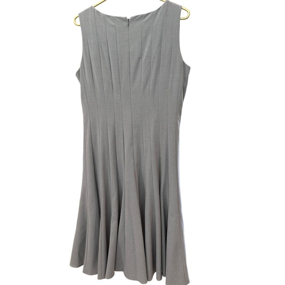 CALVIN KLEIN Gray Knife Pleat Dress 12 NWT Sleeveless Crew Neck Officecore
